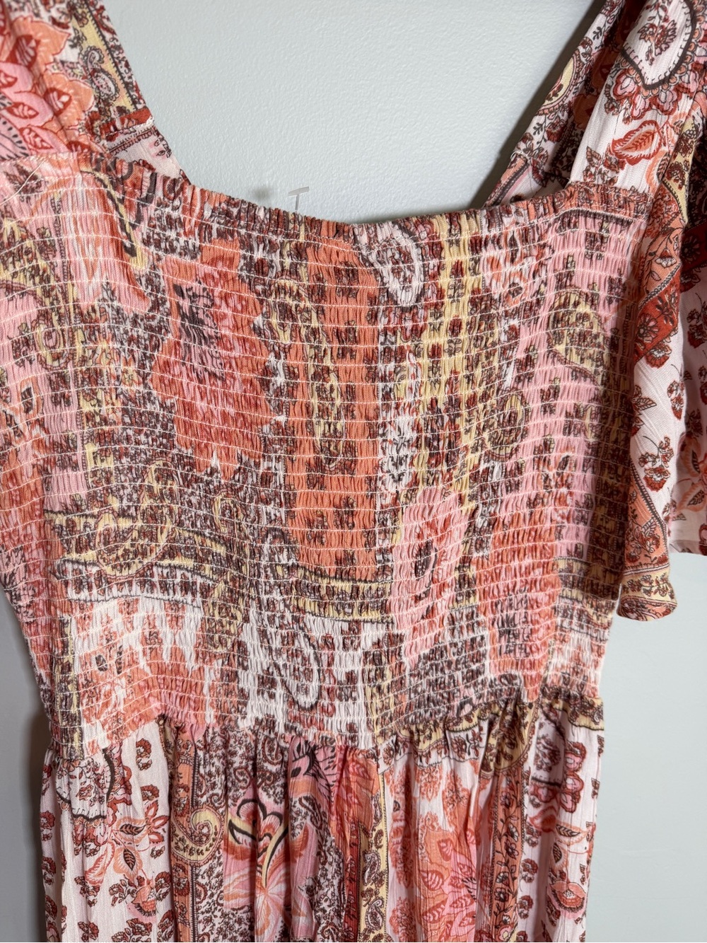 Angie Boho Pink Paisley High Low Maxi Dress Romantic Cottagecore Festival LARGE - Picture 10 of 14